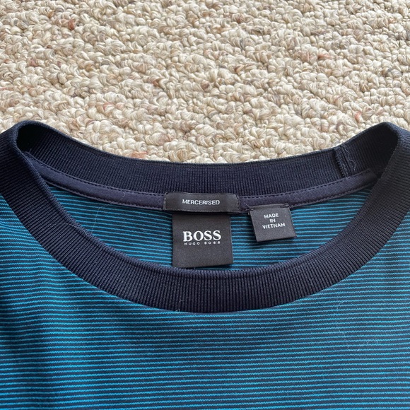 Hugo Boss T-Shirt, Like New, Navy and Cyan stripes - Picture 3 of 3